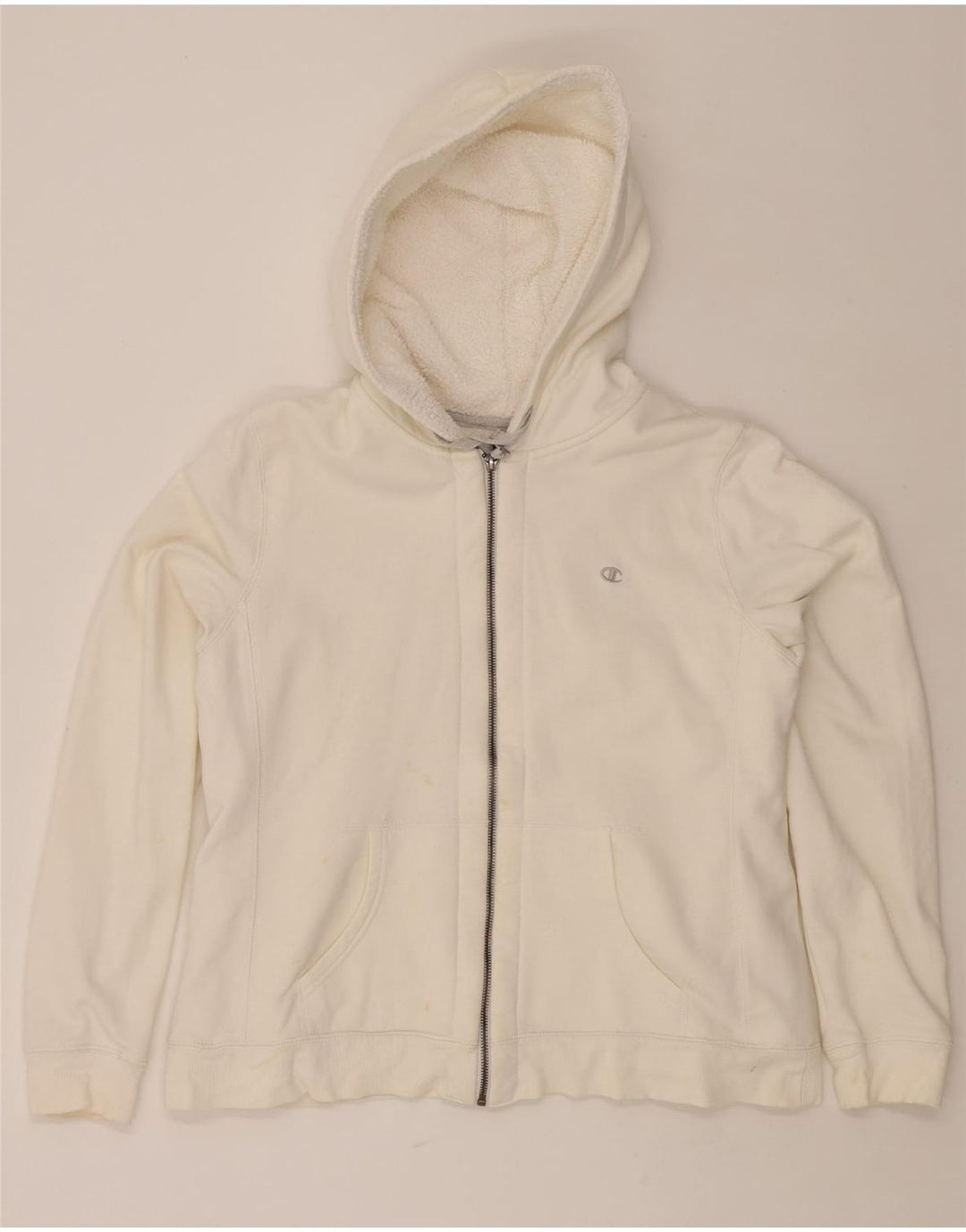 CHAMPION Womens Zip Hoodie Sweater UK 18 XL White Cotton Vintage Champion and Second-Hand Champion from Messina Hembry 