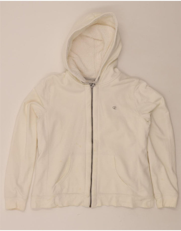 CHAMPION Womens Zip Hoodie Sweater UK 18 XL White Cotton Vintage Champion and Second-Hand Champion from Messina Hembry 