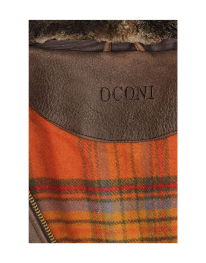 Jaqueta de couro masculina Oconi IT 54 2XL couro marrom