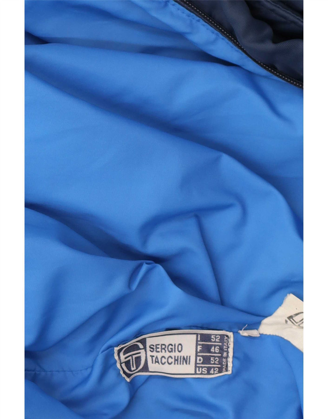 Jaqueta masculina acolchoada com capuz Sergio Tacchini IT 52 XL azul marinho Colourblock