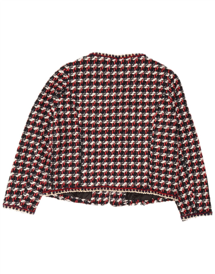 Zara Womens Blazer Jacket UK 16 Grande xadrez multicolorido