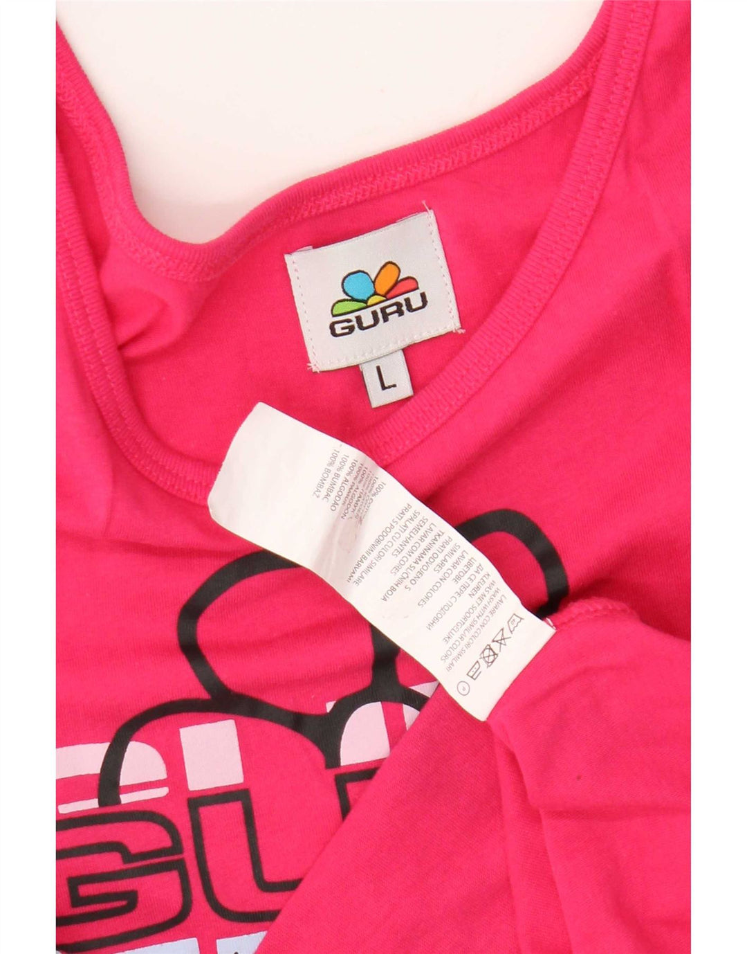 Guru Womens Graphic Vest Top UK 14 Grande Algodão Rosa