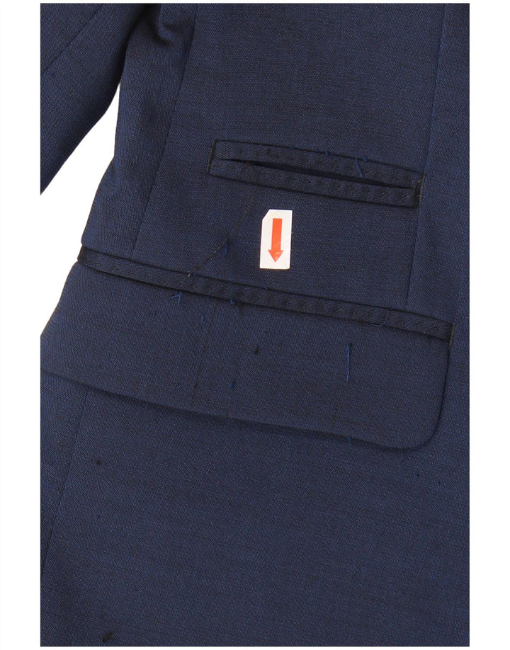 Jaqueta blazer masculina Zara com 2 botões UE 46 pequena azul marinho poliéster