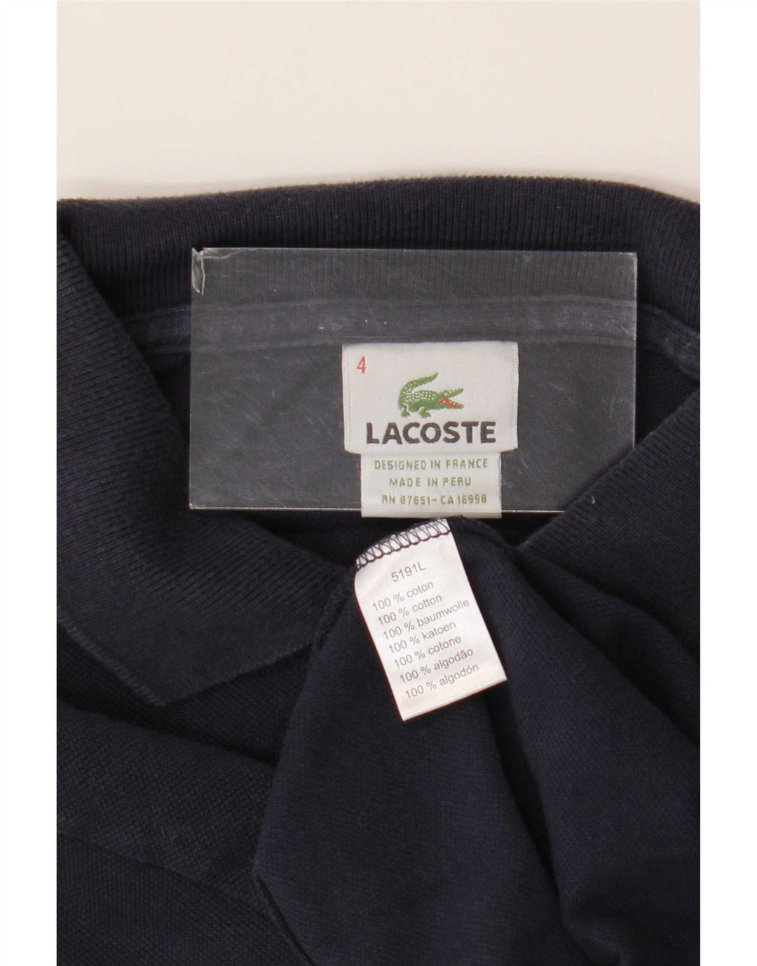 Camisa polo masculina Lacoste tamanho 4 médio algodão azul marinho