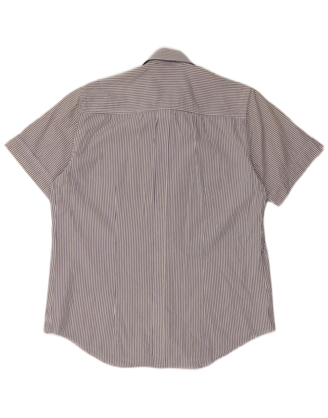 SERGIO TACCHINI Camisa masculina de manga curta de algodão listrado azul marinho médio