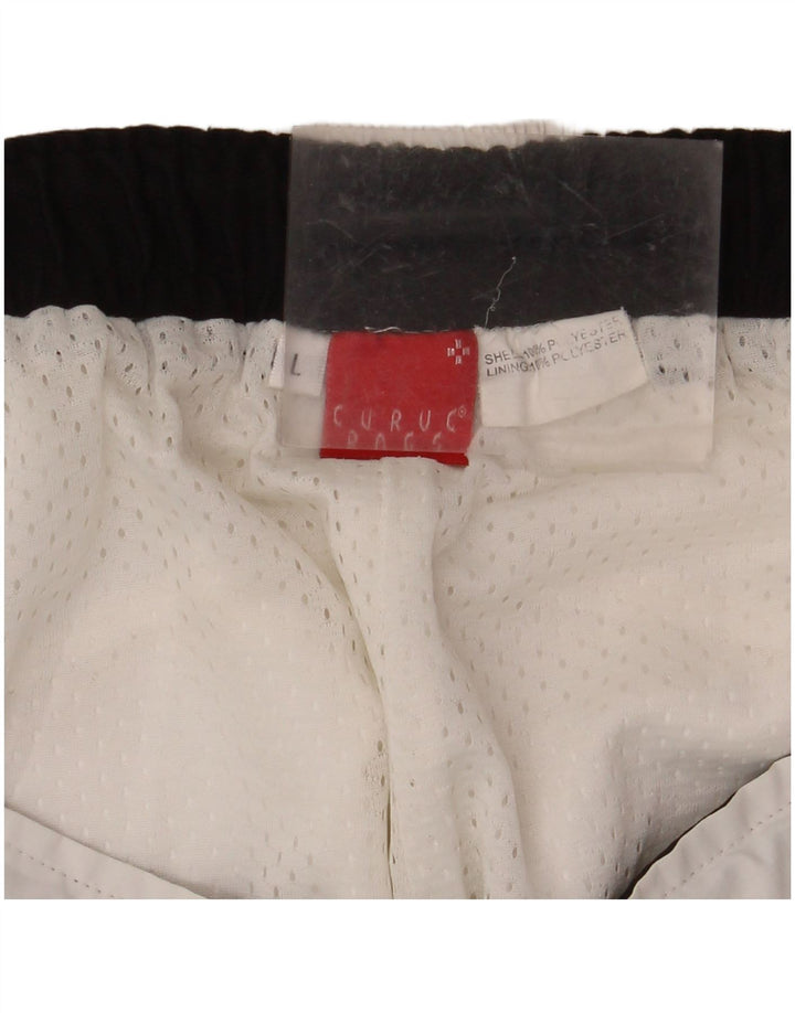 Shorts esportivos masculinos VINTAGE grande poliéster branco