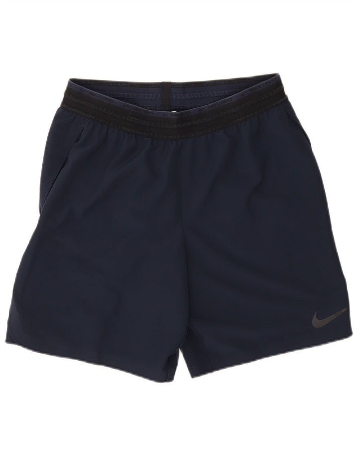 Shorts esportivos masculinos Nike Dri Fit médio azul marinho colorblock poliéster