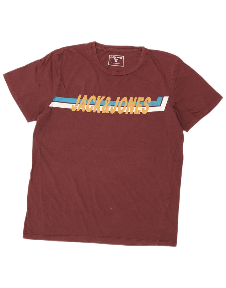 Camiseta gráfica masculina Jack & Jones Top grande Borgonha
