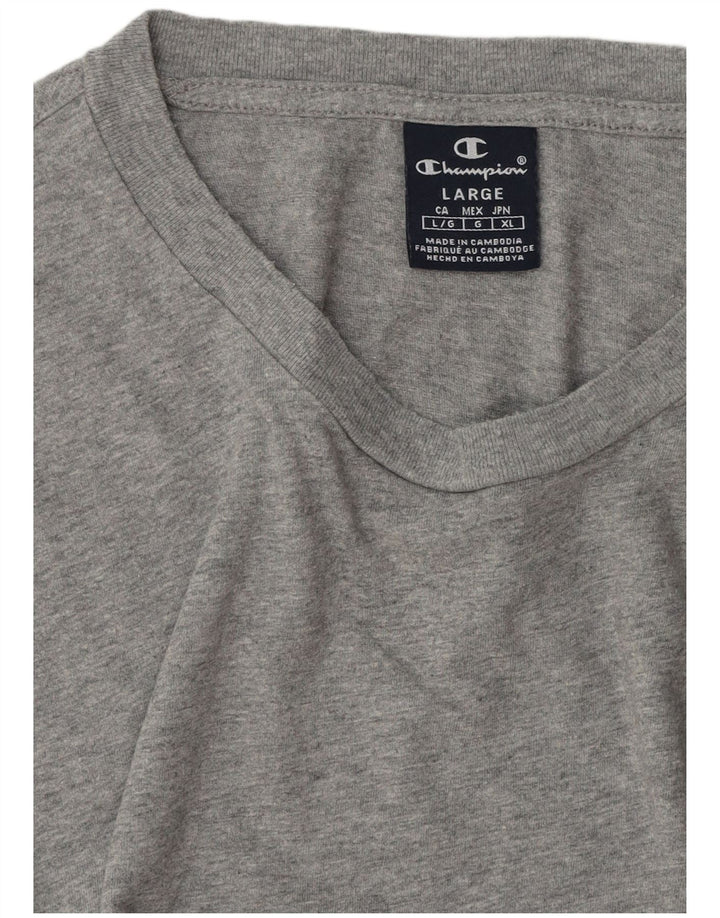 Camiseta masculina Champion grande cinza manchada