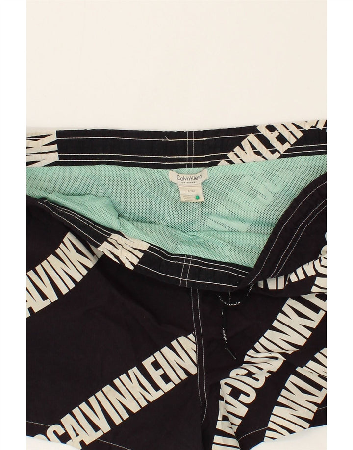 CALVIN KLEIN Shorts de natação masculino gráfico médio preto poliéster