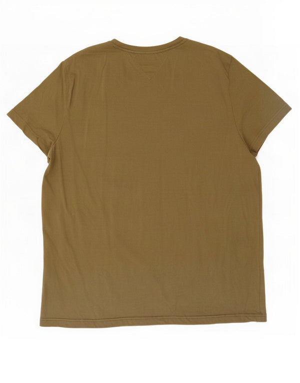 Camiseta masculina Tommy Hilfiger Slim Fit gráfica top 3XL algodão cáqui