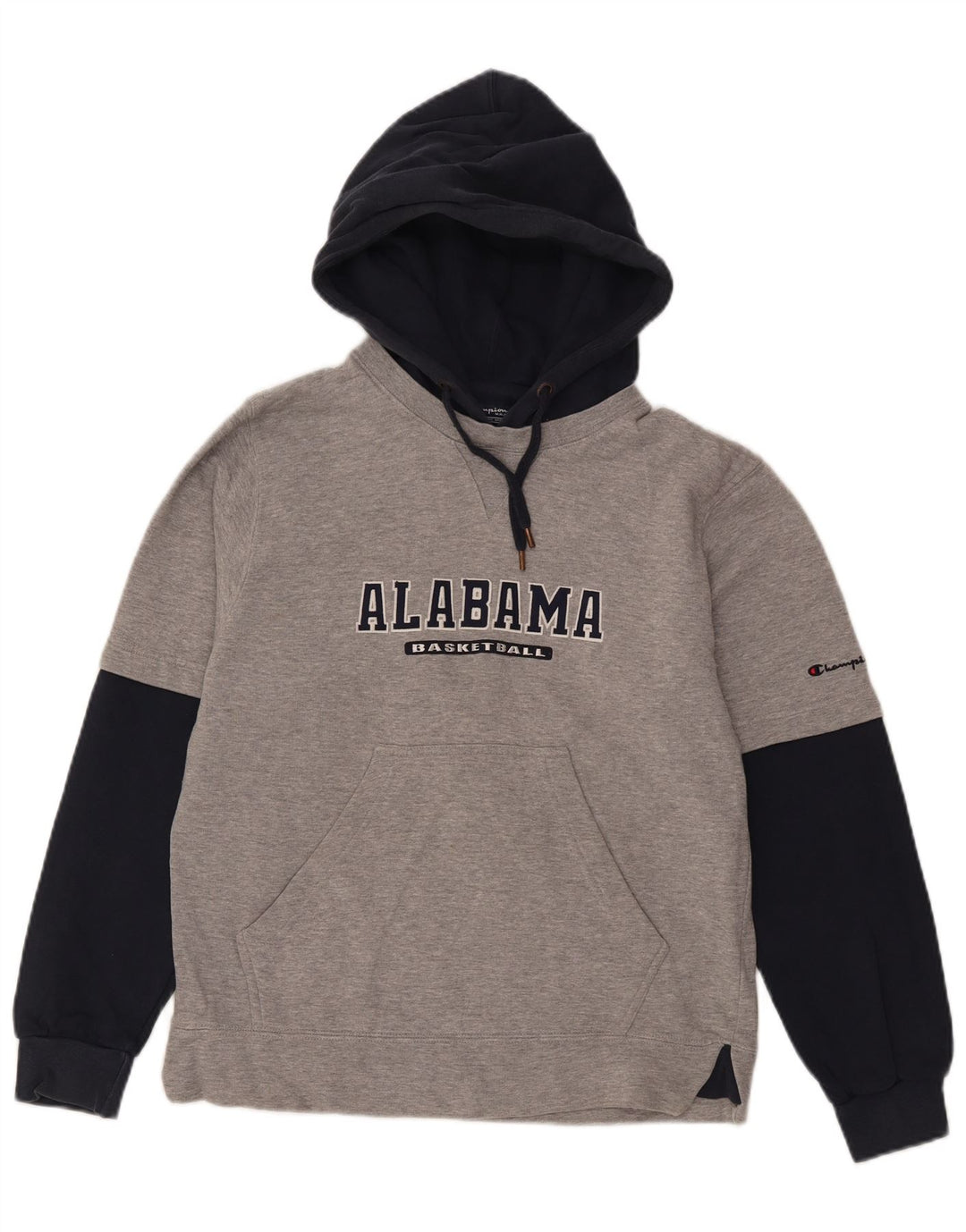 Champion masculino Alabama gráfico moletom com capuz pequeno cinza colorido bloco de algodão