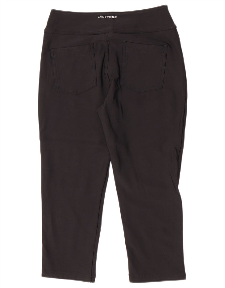 Reebok Mulher Capri Calças De Treino UK 12 Médio Preto