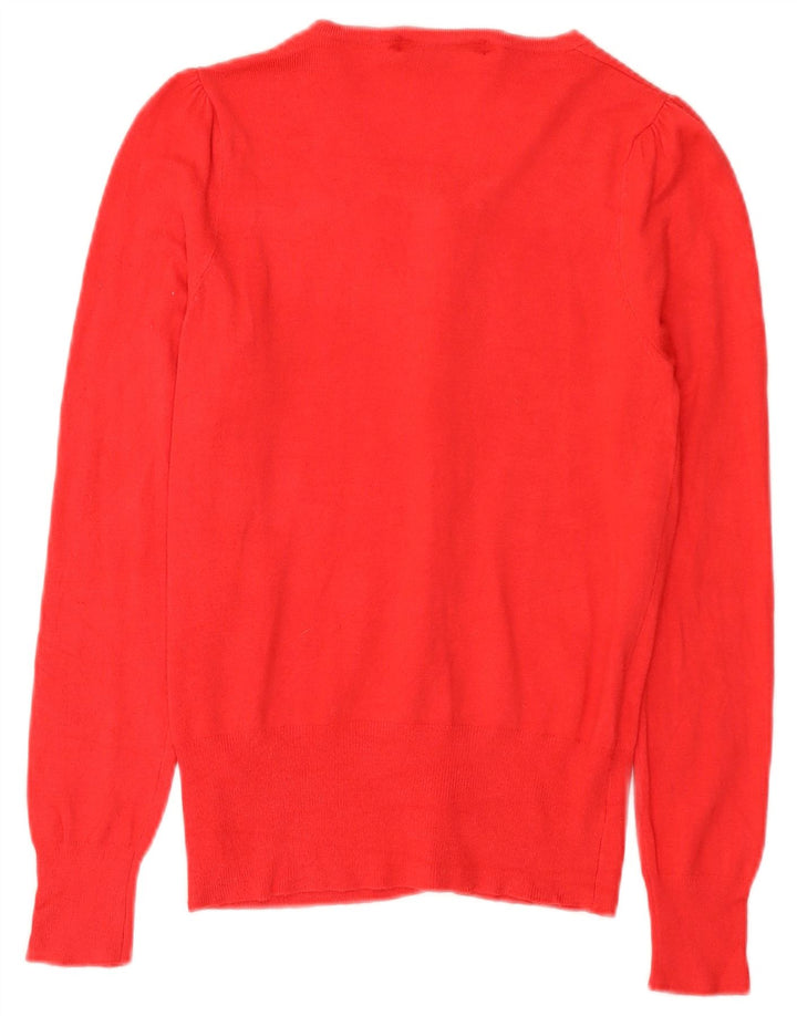 Suéter cardigã feminino Marks & Spencer Reino Unido 8 viscose vermelha pequena