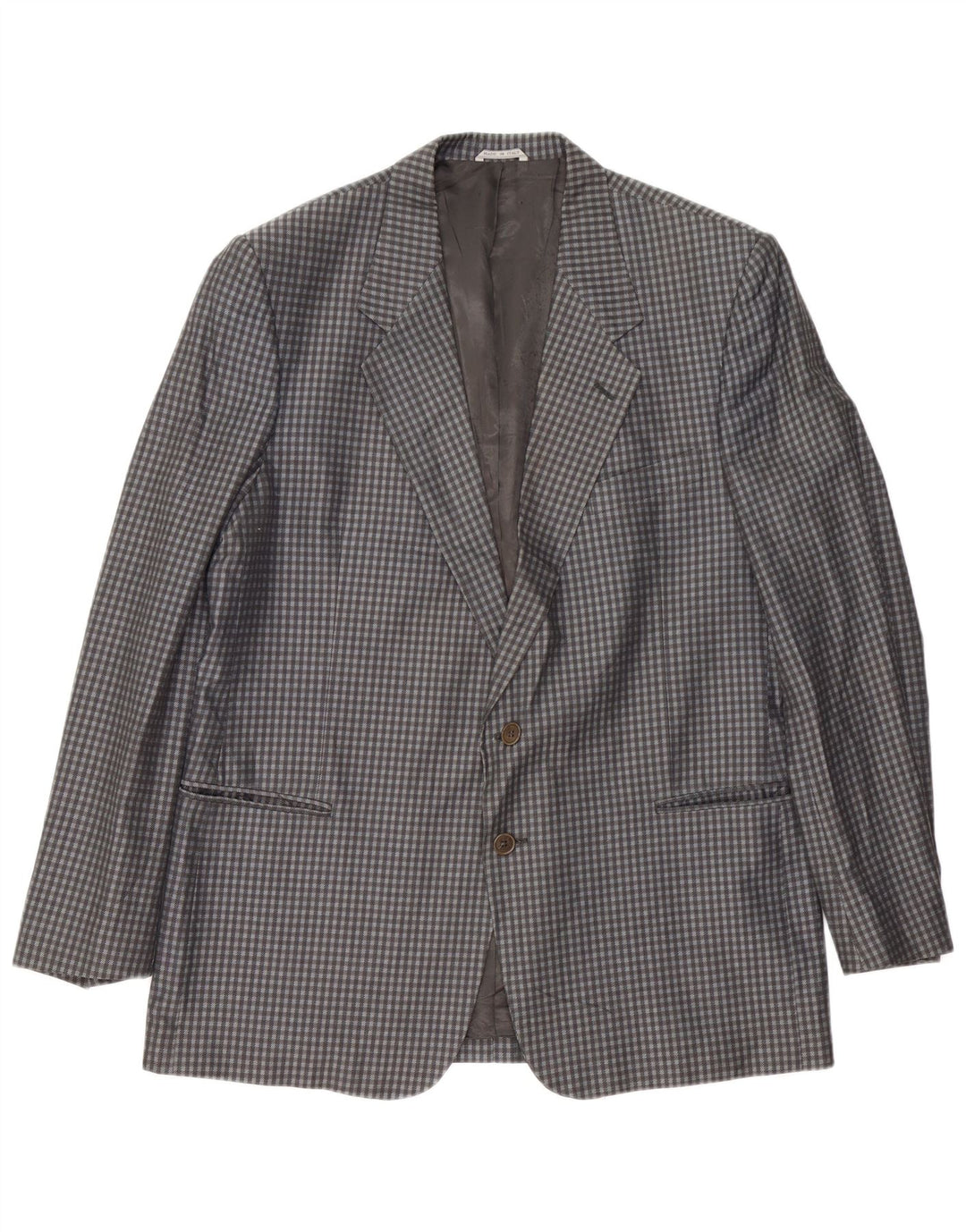 Jaqueta Blazer Masculina CAESAR com 2 Botões IT 56 XL Cinza Gingham Algodão