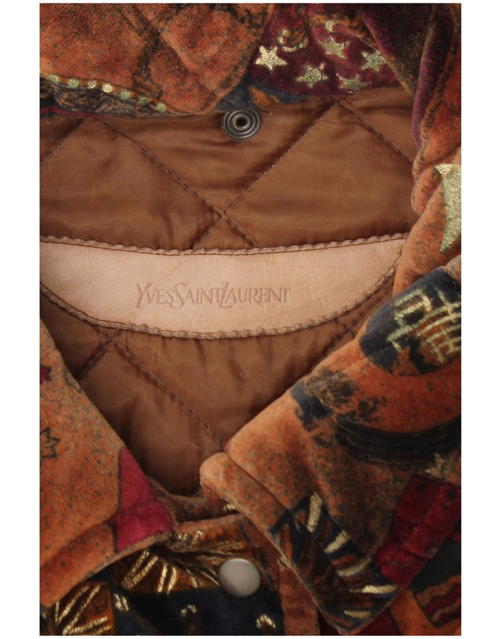 Yves Saint Laurent Casaco corta-vento feminino com padrão abstrato Reino Unido 16 Grande Bro