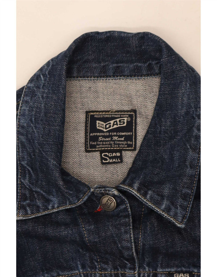 Gas Womens Crop Denim Jacket Reino Unido 10 Pequeno Algodão Azul Marinho