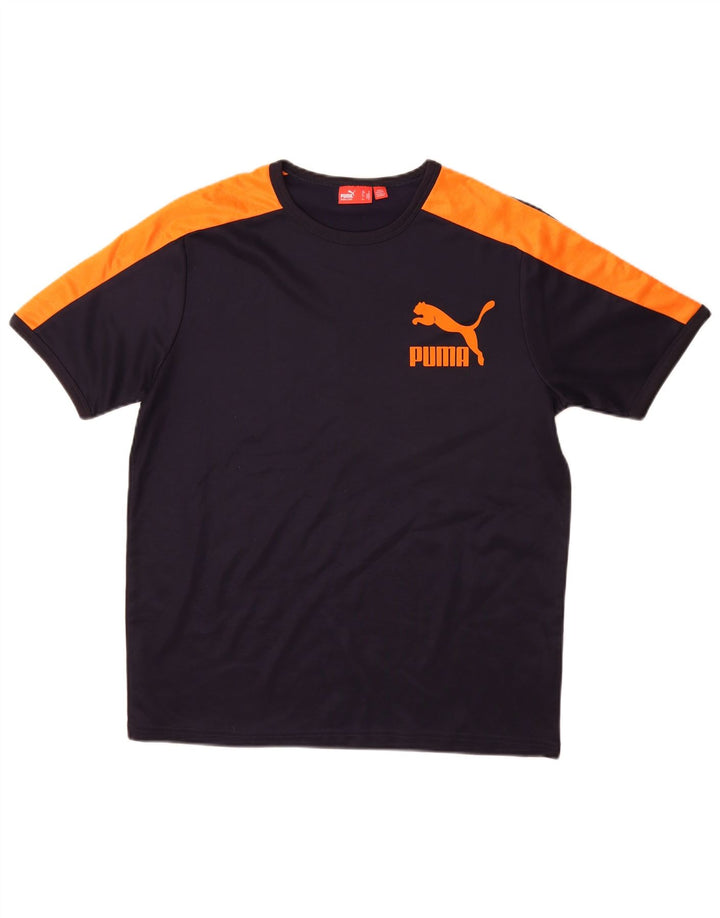 Camiseta masculina Puma Graphic Top Médio Azul Marinho Colorblock