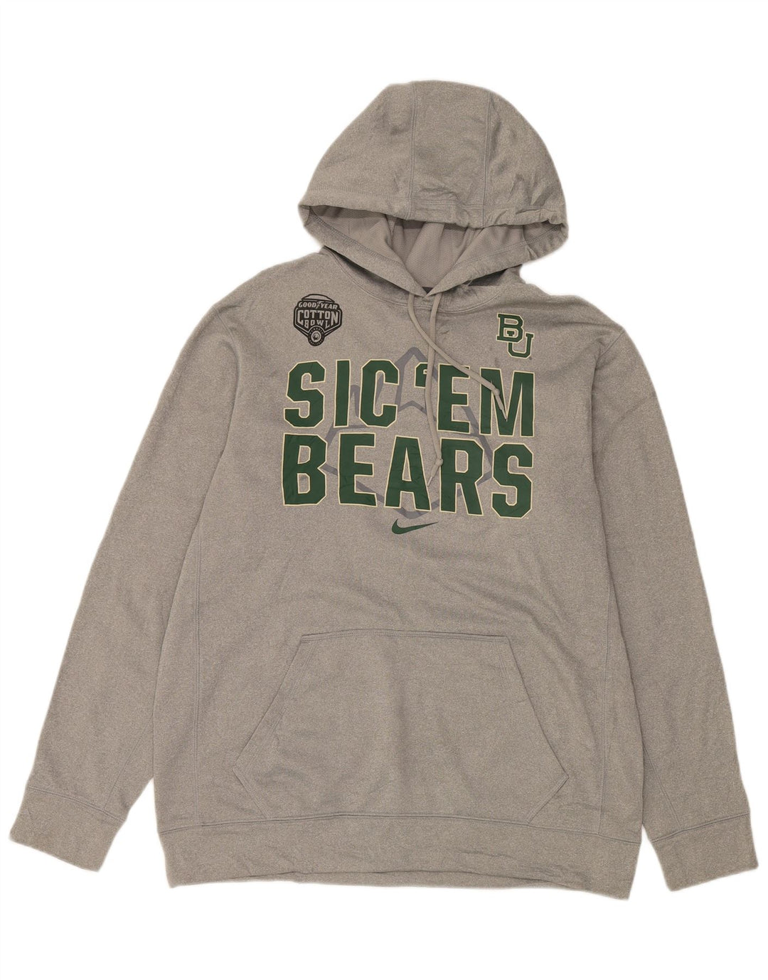 Suéter com capuz gráfico Nike Baylor Bears masculino grande cinza poliéster