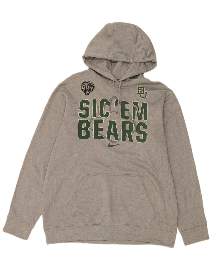 Suéter com capuz gráfico Nike Baylor Bears masculino grande cinza poliéster