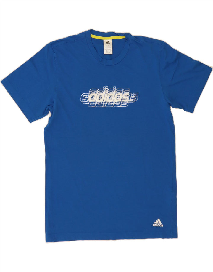 ADIDAS Mens Graphic T-Shirt Top Medium Blue Cotton Vintage Adidas and Second-Hand Adidas from Messina Hembry 