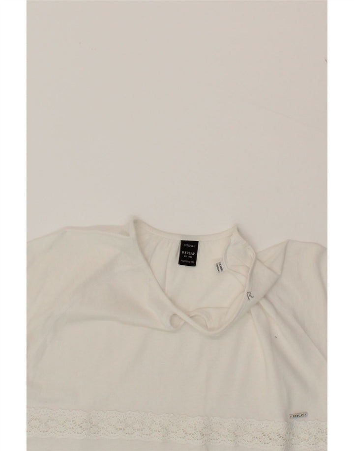 REPLAY Girls A-Line Dress 7-8 Years White Cotton Vintage Replay and Second-Hand Replay from Messina Hembry 
