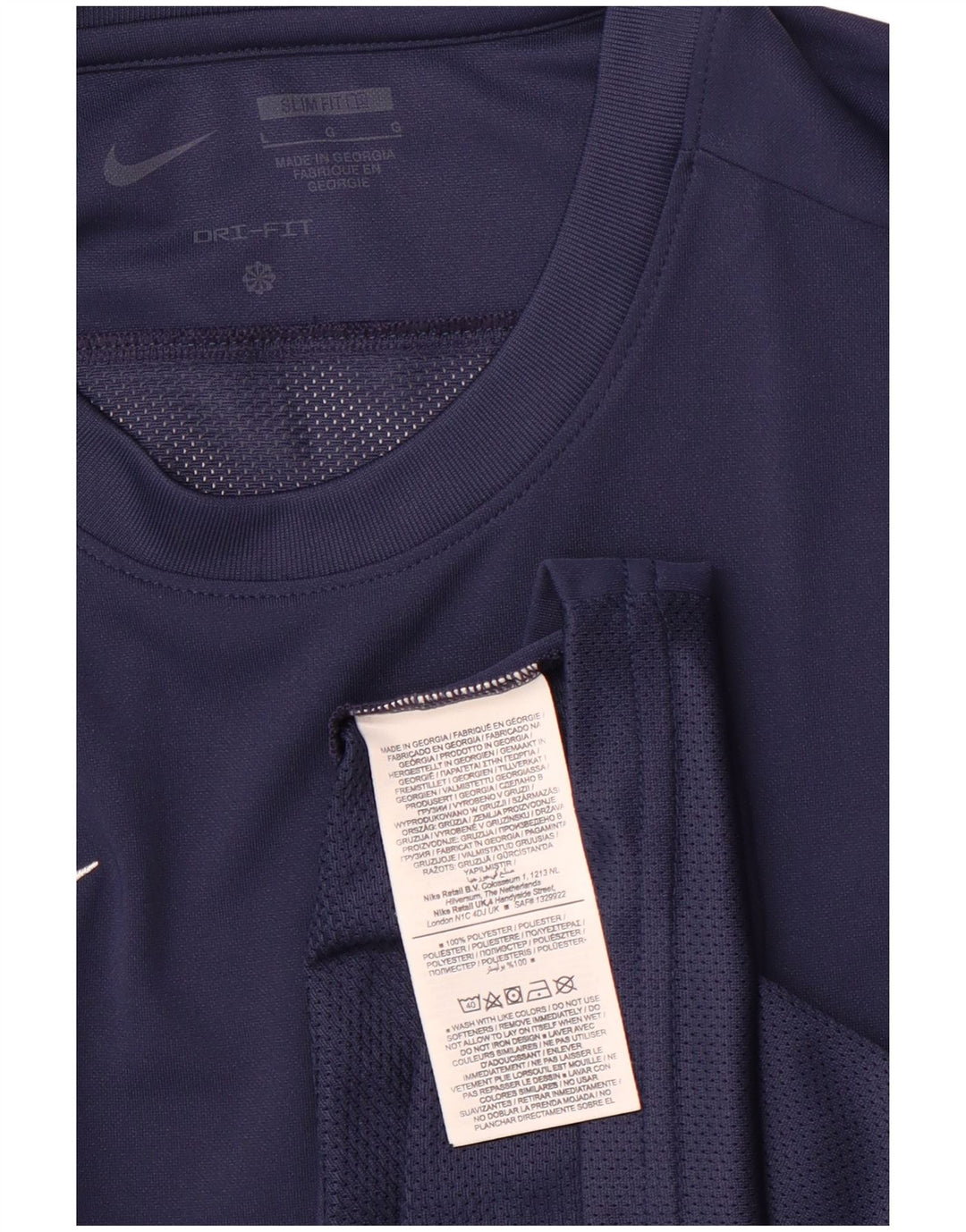 NIKE Mens Dri Fit Slim Fit Top Manga Longa Grande Azul Marinho Poliéster