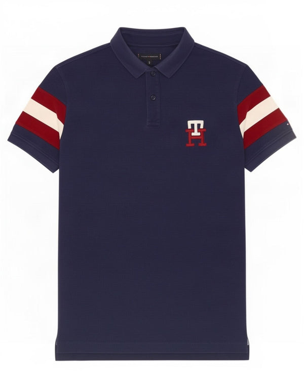 Camisa polo masculina Tommy Hilfiger Regular Fit média azul marinho colorblock