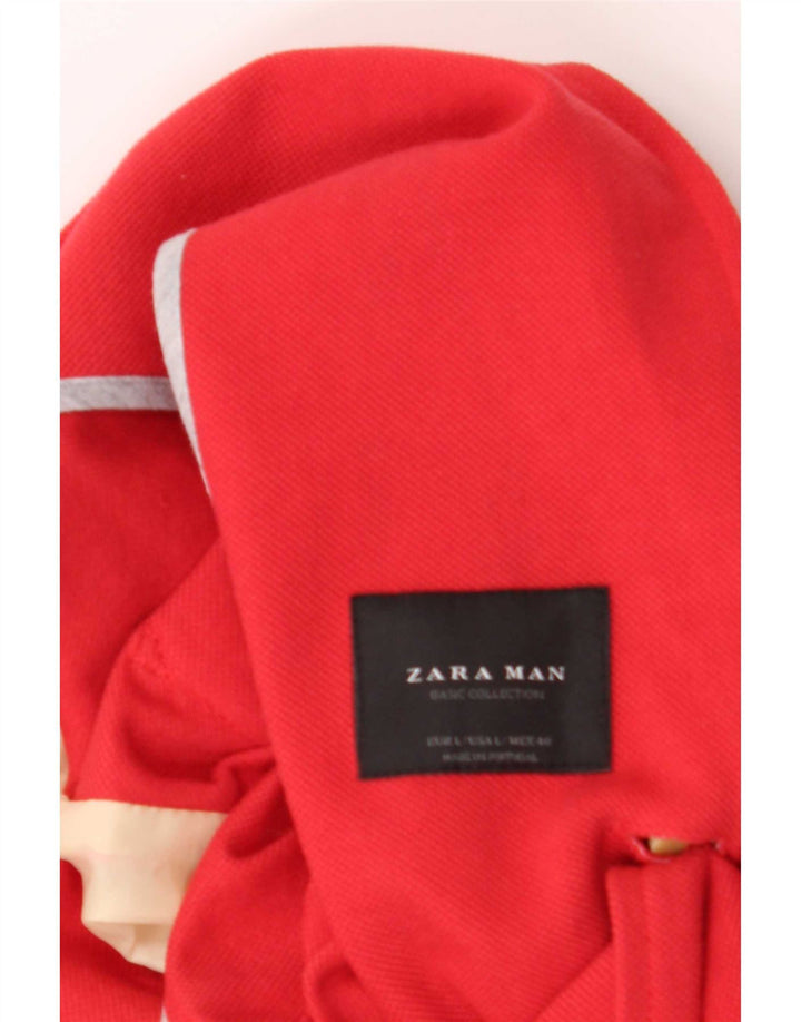 Jaqueta blazer masculina de 2 botões Zara Reino Unido 40 grande algodão vermelho
