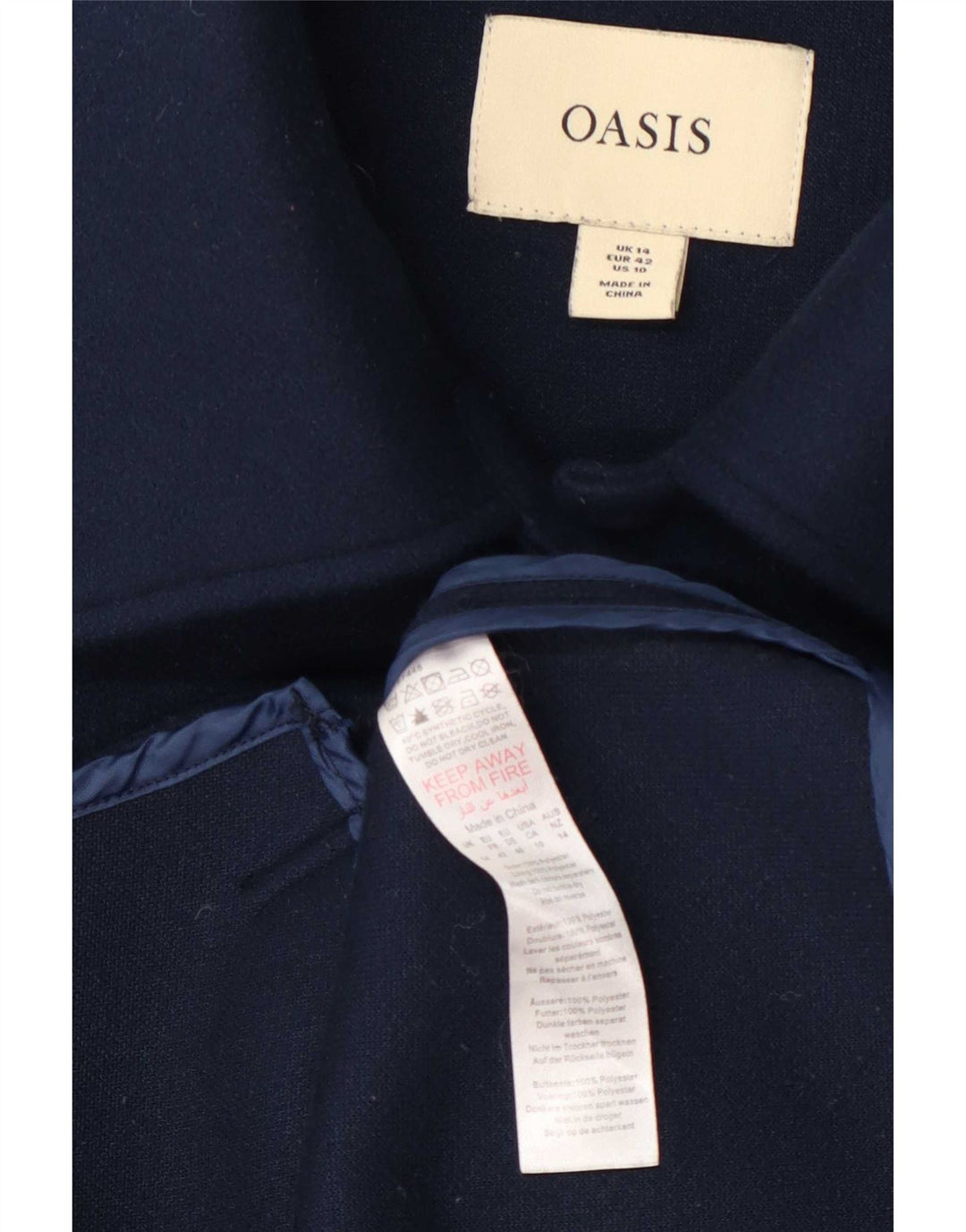 Jaqueta utilitária feminina Oasis UK 14 grande poliéster azul marinho