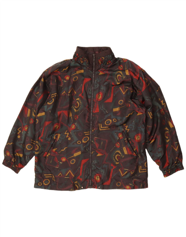 Jaqueta bomber feminina Lavon com padrão abstrato Reino Unido 16 grande nylon preto