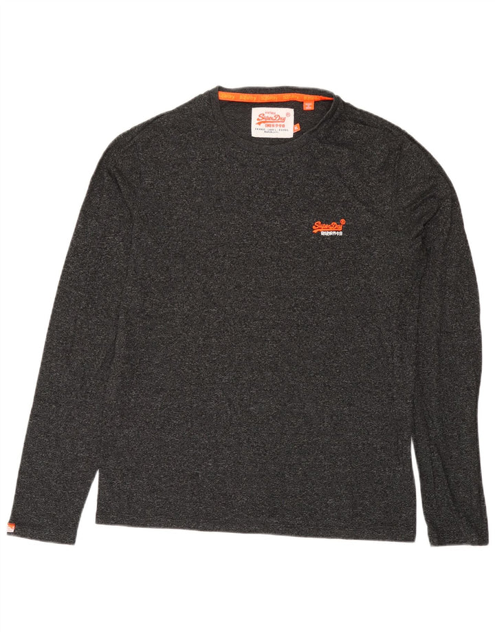 Superdry Mens Top Manga Longa XL Cinza Algodão Flecked