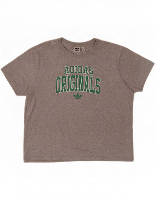 Camiseta feminina Adidas Oversized Graphic Top UK 12/14 Médio Algodão Cinza