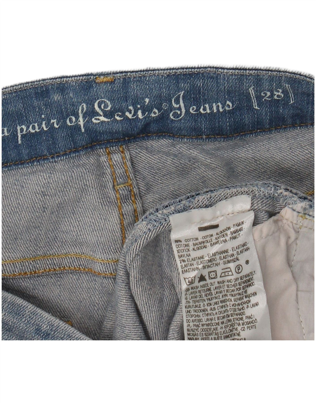 Shorts jeans feminino LEVI'S W28 algodão azul médio