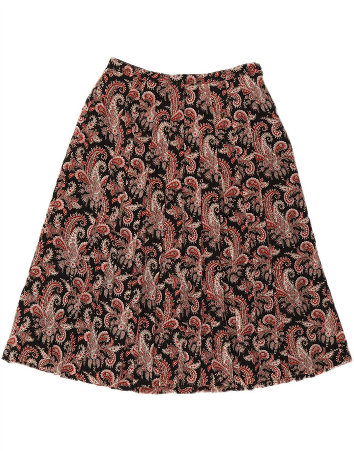 Saia feminina vintage linha A W28 L27 preta Paisley