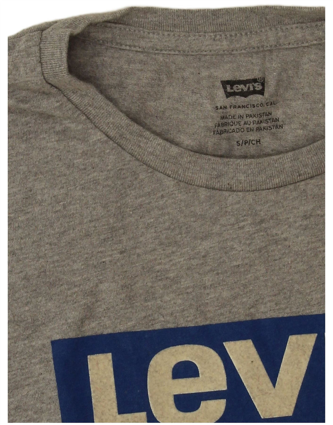 Camiseta gráfica masculina Levi's Top pequeno algodão manchado cinza
