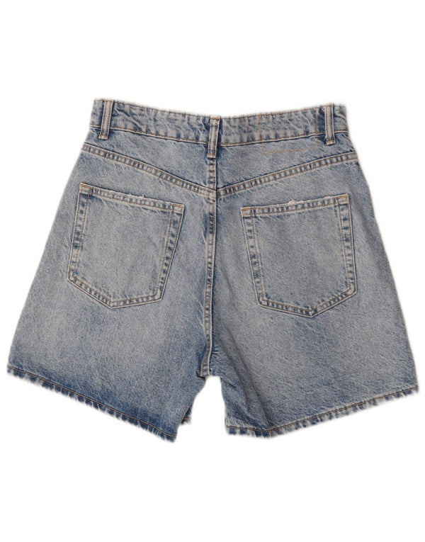 Zara Shorts jeans feminino de cintura alta UE 38 pequeno W28 algodão azul