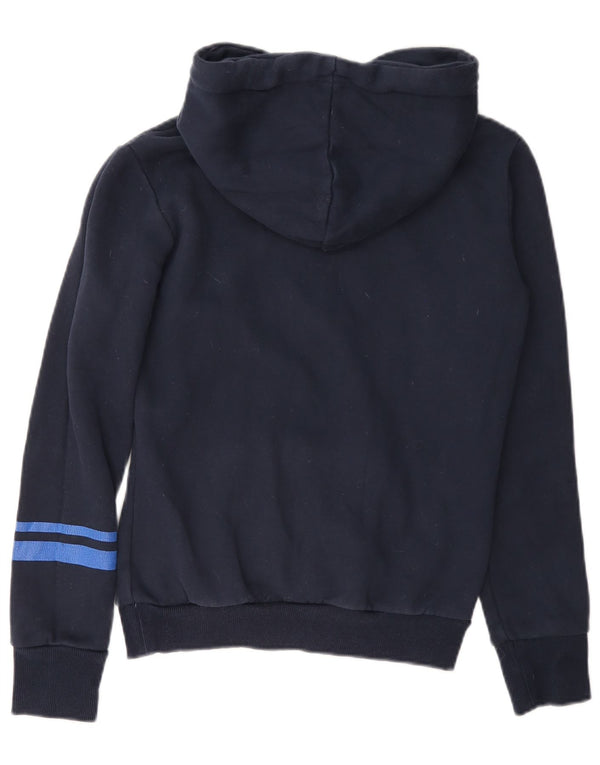 Suéter com capuz superdimensionado gráfico feminino Superdry Reino Unido 6 XS azul marinho algodão