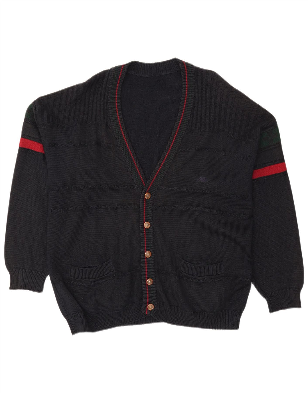 Suéter Cardigan Masculino Vintage XL Preto Colorblock