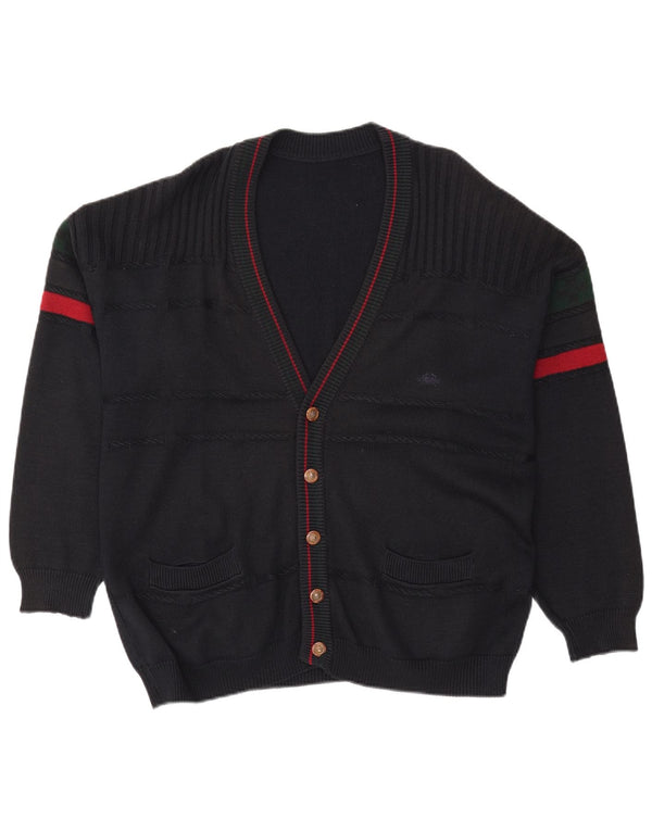 Suéter Cardigan Masculino Vintage XL Preto Colorblock