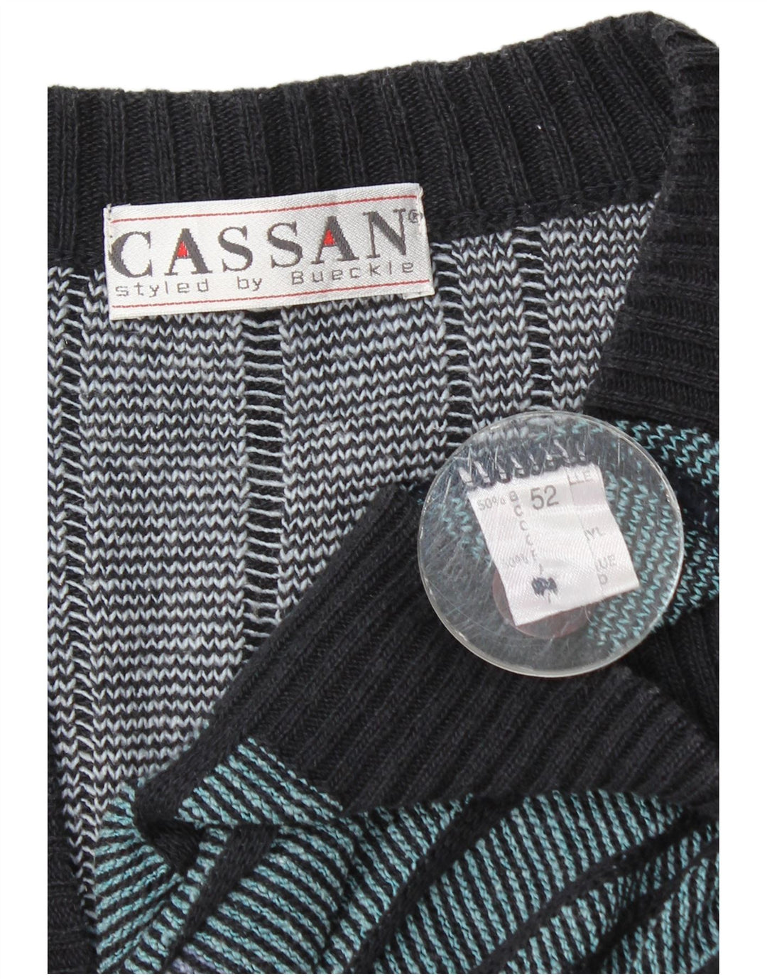 Suéter cardigã masculino Cassan IT 52 grande algodão listrado multicolorido