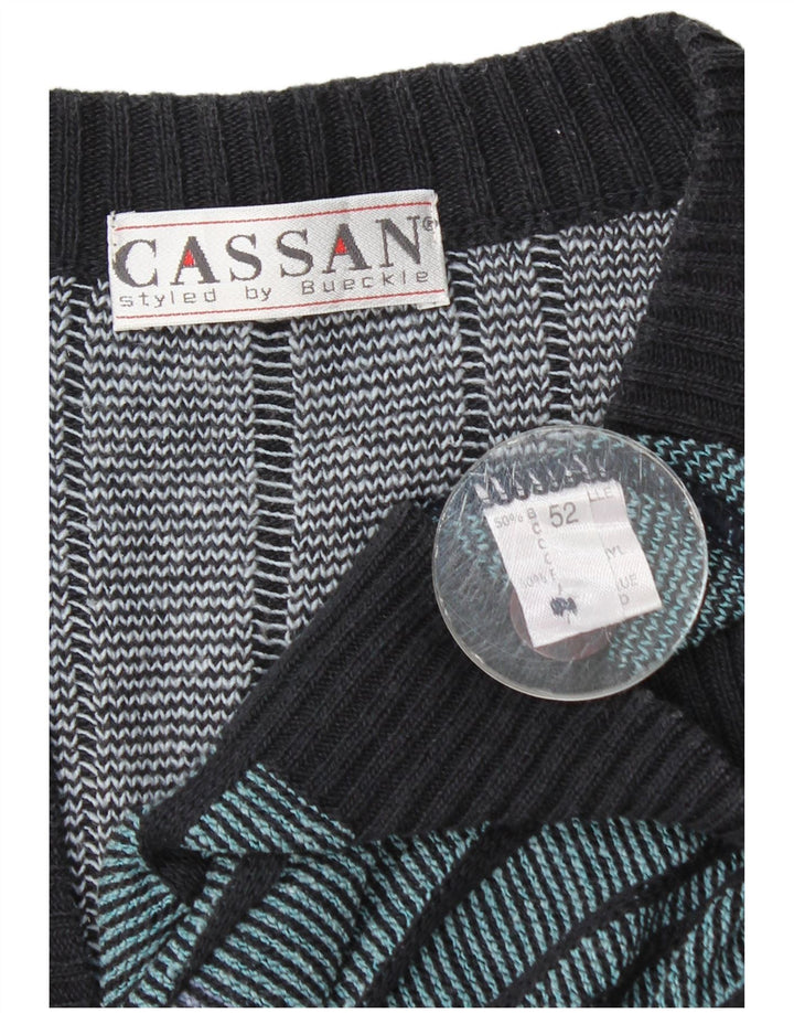 Suéter cardigã masculino Cassan IT 52 grande algodão listrado multicolorido
