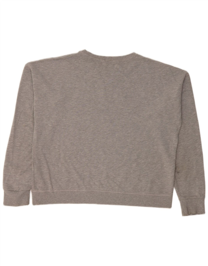 Superdry feminino gráfico oversized moletom jumper UK 16 grande algodão cinza