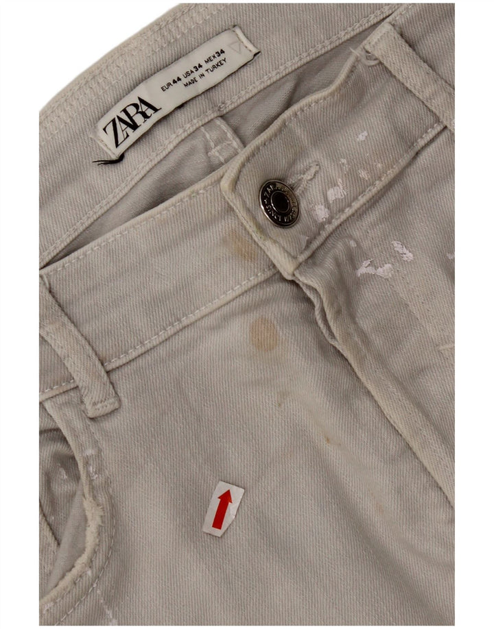ZARA Mens Jeans Slim Distressed EU 44 Grande W34 L27 Cinza