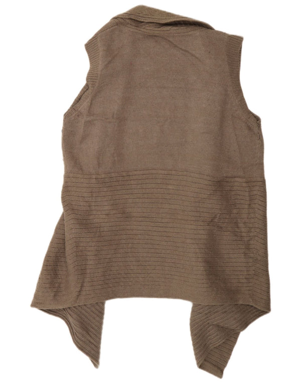 Suéter cardigã aberto sem mangas feminino Marks & Spencer Reino Unido 22 3XL marrom