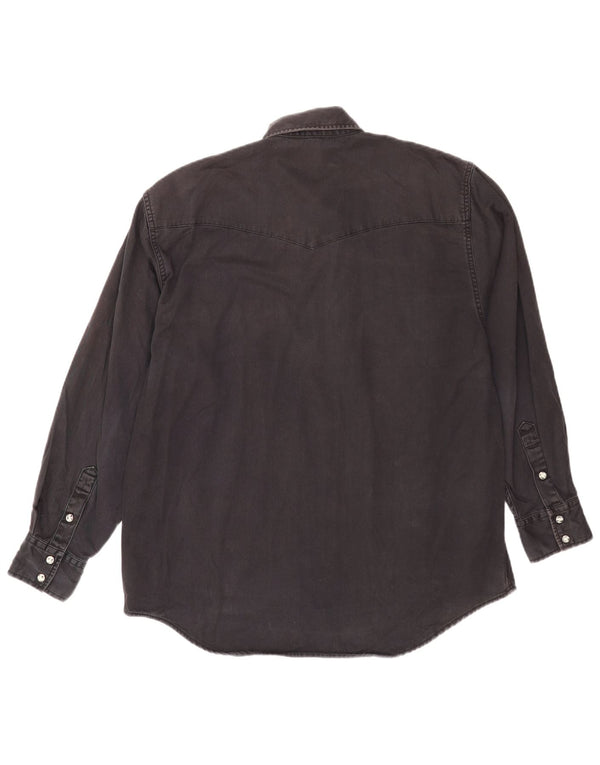 Camisa jeans masculina Lee algodão preto médio