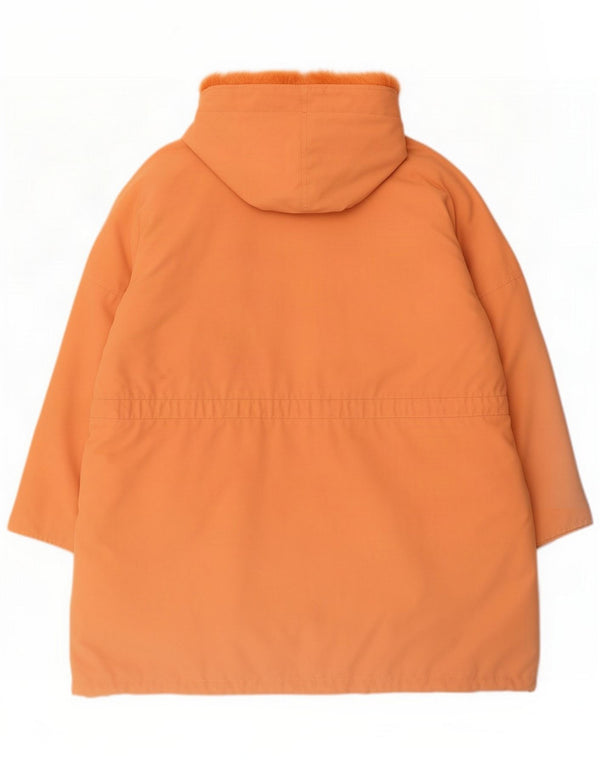 Jaqueta Parka feminina vintage com capuz grande UK 22 3XL Laranja