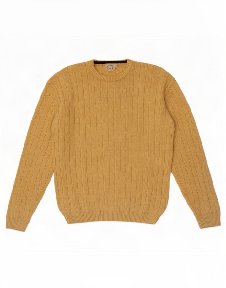 Suéter masculino Debenhams com gola redonda e algodão amarelo médio