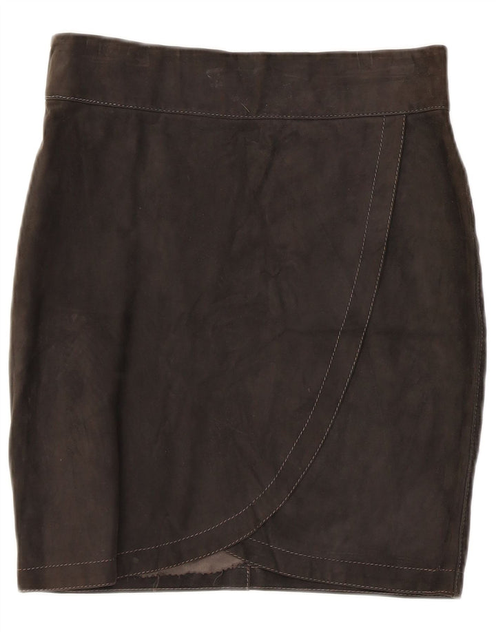 Saia feminina vintage de camurça W28 média preta