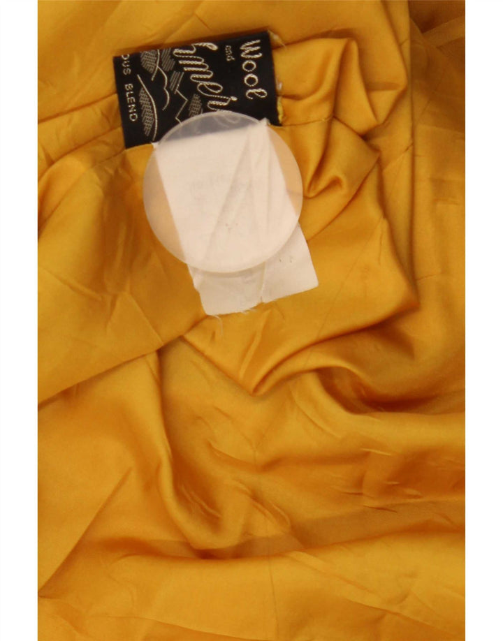 Sobretudo feminino vintage UK 14 grande lã colorblock amarelo